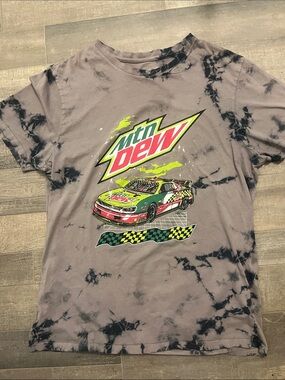 Pepsi Mountain Dew Tie-Dye Racing Tee - Gray & Black